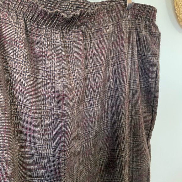 Vintage Brown Plaid Academia Stretch Trouser Pants - Picture 3 of 3